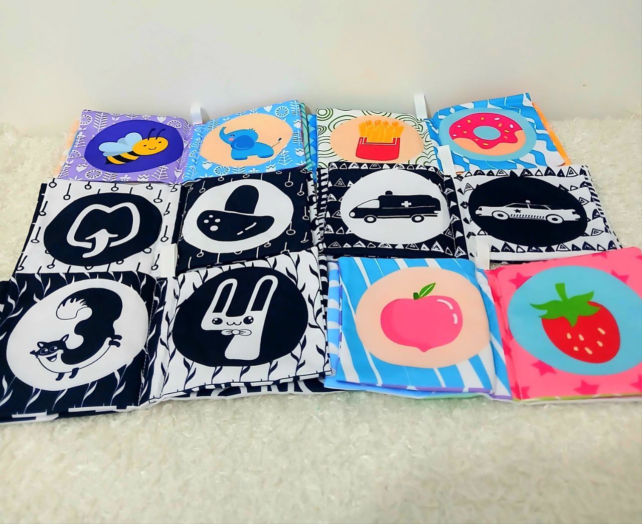 🌸مجموعة كتب  قماش ابيض واسود🌸