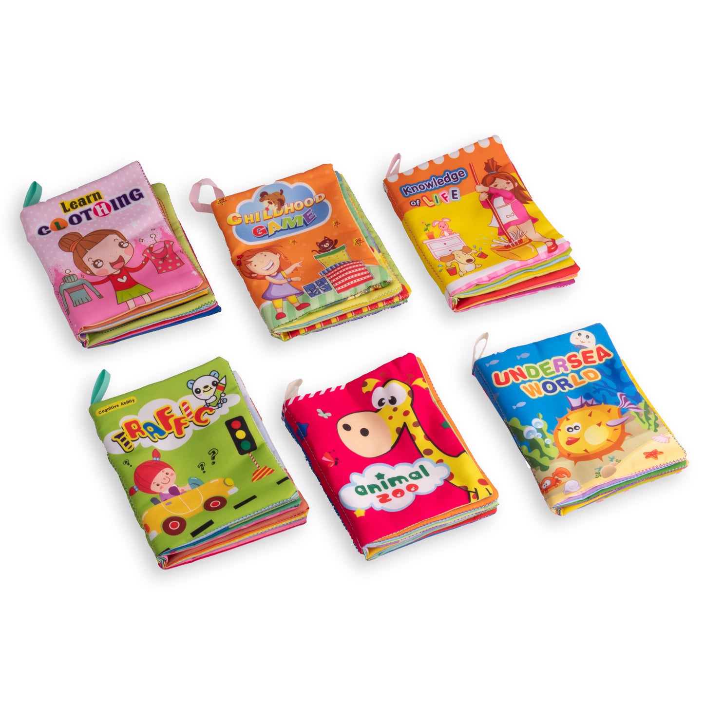 كتب قماش في علبة كبيرة - 6 كتب