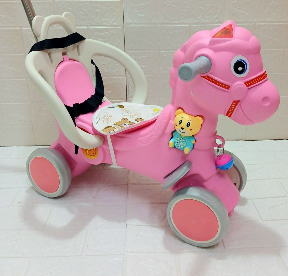 🌸🐴 حصان هزاز وزحافة 2×1 بينك 🐴🌸
