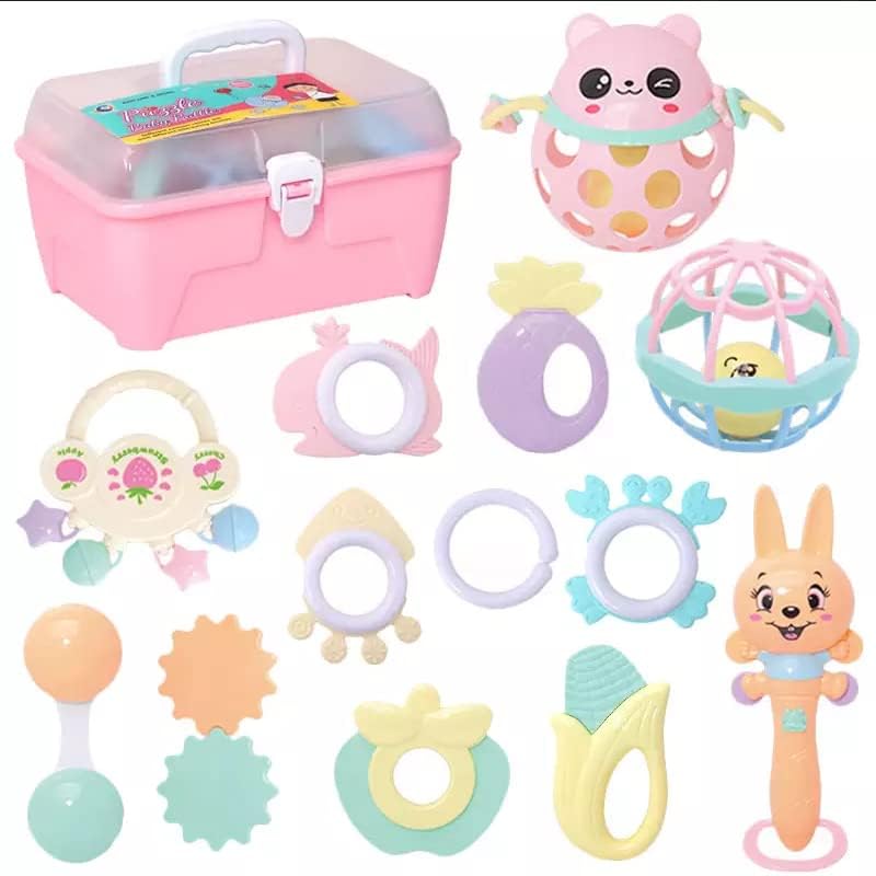 بوكس لعب و شخاليل و عضاضات للأطفال - 13 قطعة