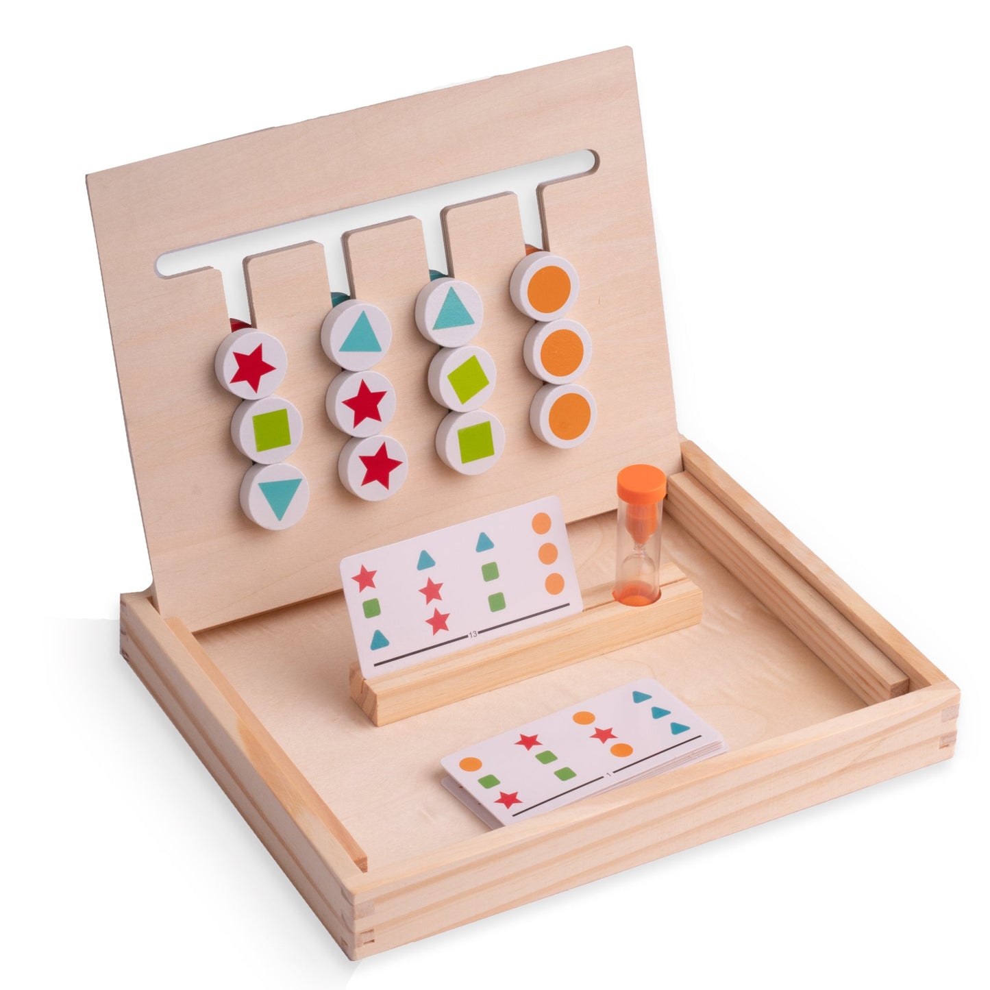 لعبة لوجيكو مع ساعة رملية لتطابق الأشكال