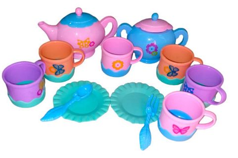 طقم شاي بينك ولبني